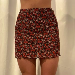 Shein, floral skirt with mesh over lay.